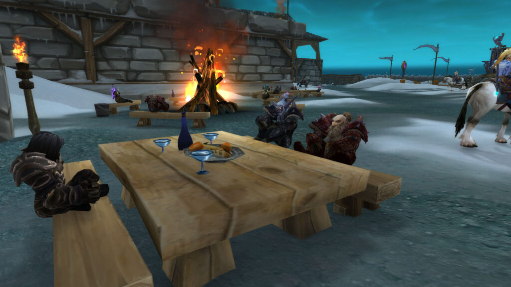WoW Night elf dwarf and gnome at the table